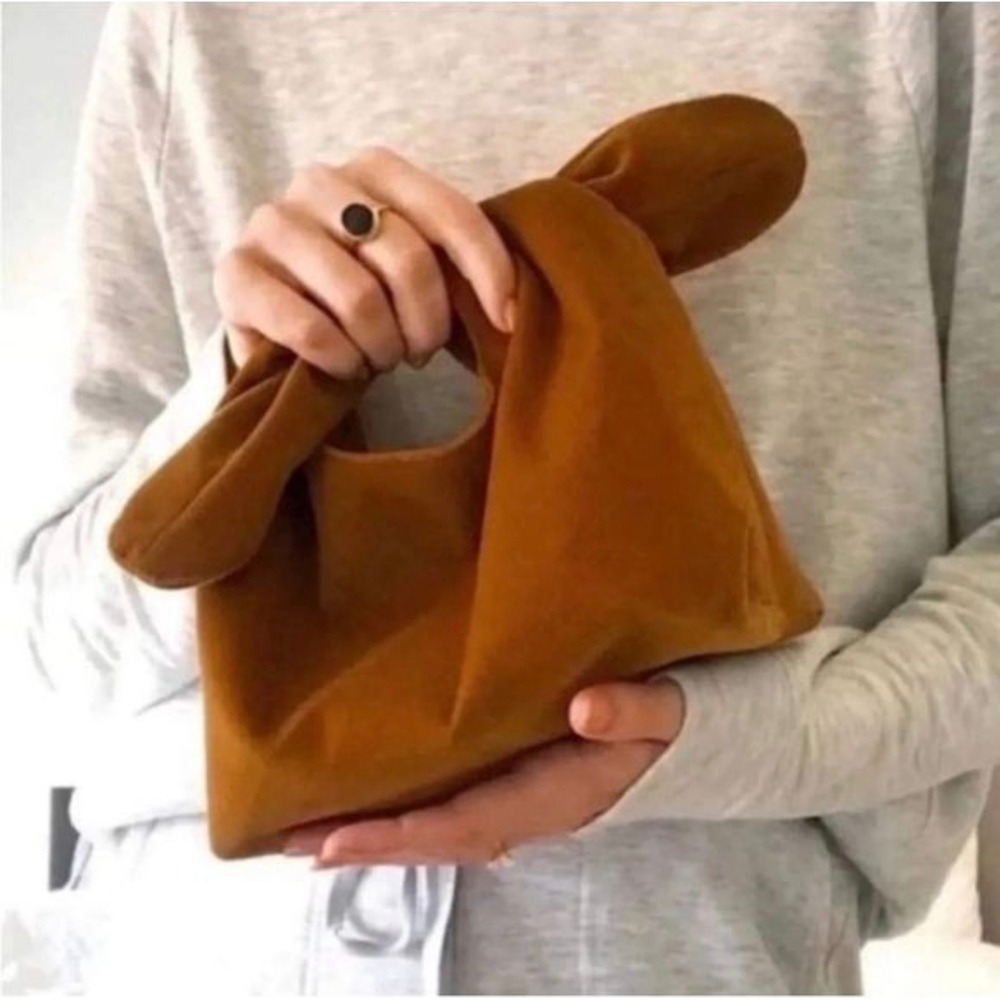 Merit Hobo Bag Women Small Brown Corduroy Knotted Handle Slouchy Purse